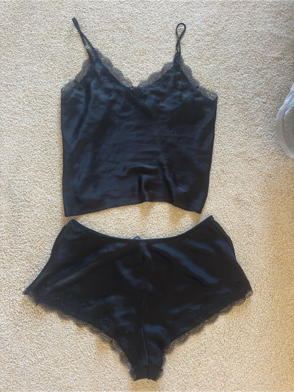 Victoria’s Secret Lace-Trim Cami and Short Sleep Set - Black